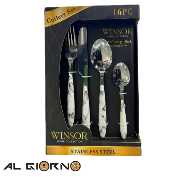 Winsor Juego De Cubiertos 16 Piezas Plata-Blanco/Negro